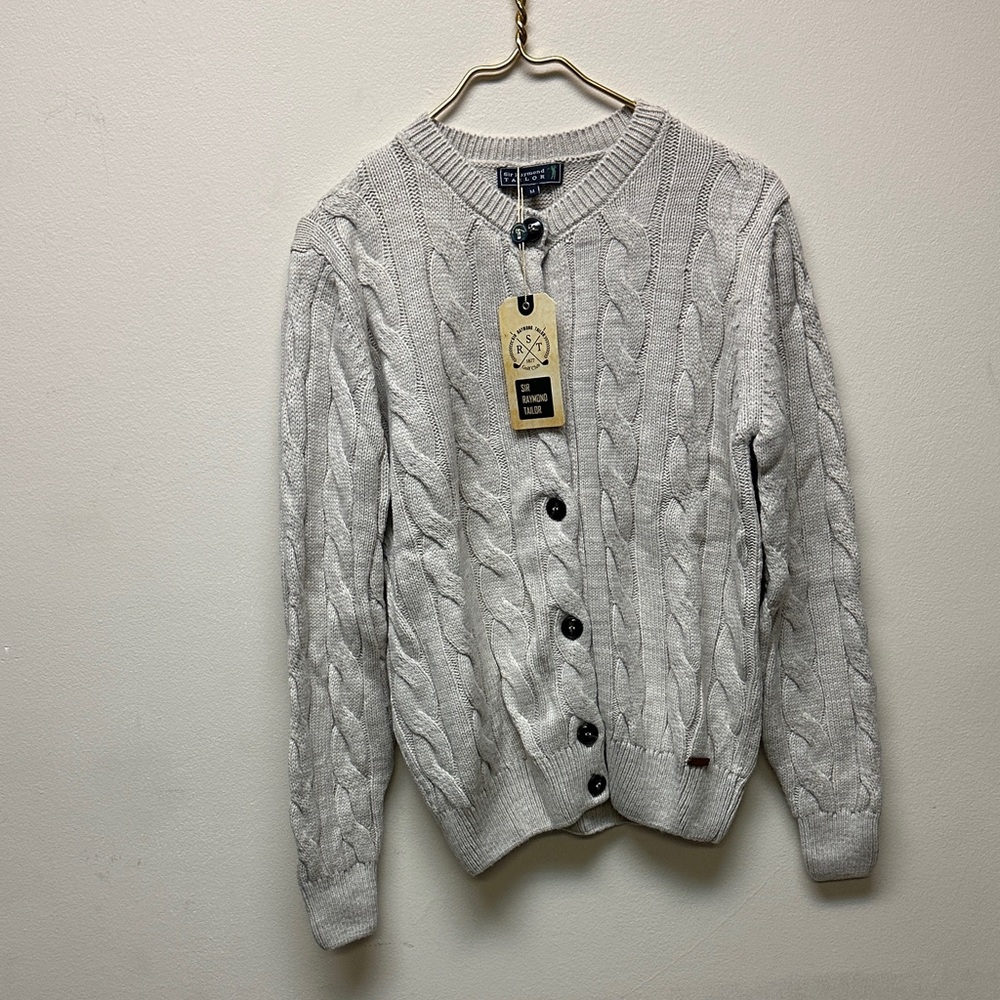 Raymond Light Gray Cable Knit Cardigan